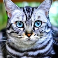 silver tabby she cat with blue eyes