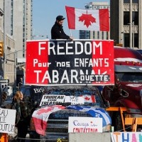 Trucker Convoy Freedom Movement in Ottawa, Canada