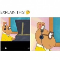 Arthur wears headphones but they’re not on his ears